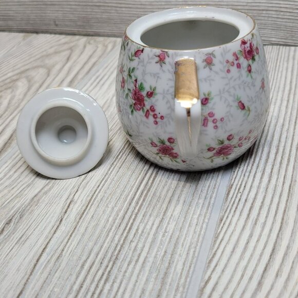 Pink Roses Sugar And Creamer Gold Trim Tea Cottage Core Vintage Boho Chic READ - Picture 13 of 16